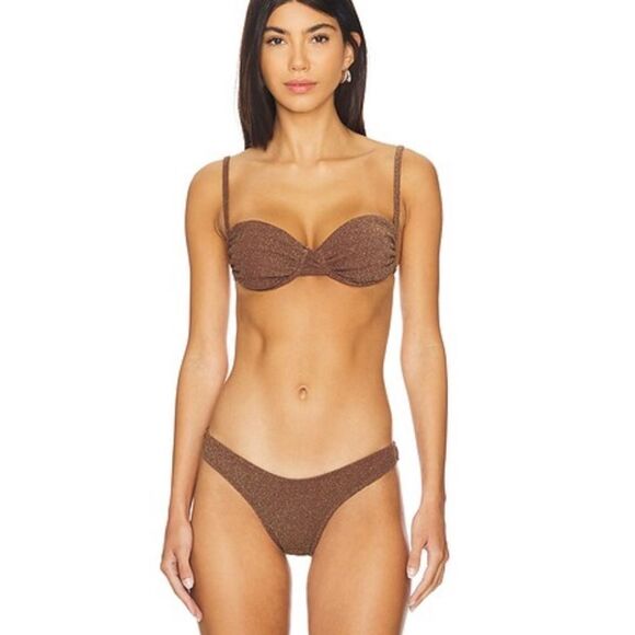 Lioness Zuma Bottom Chocolate Shimmer Bikini Bottoms swim separate Revolve M - Picture 4 of 9